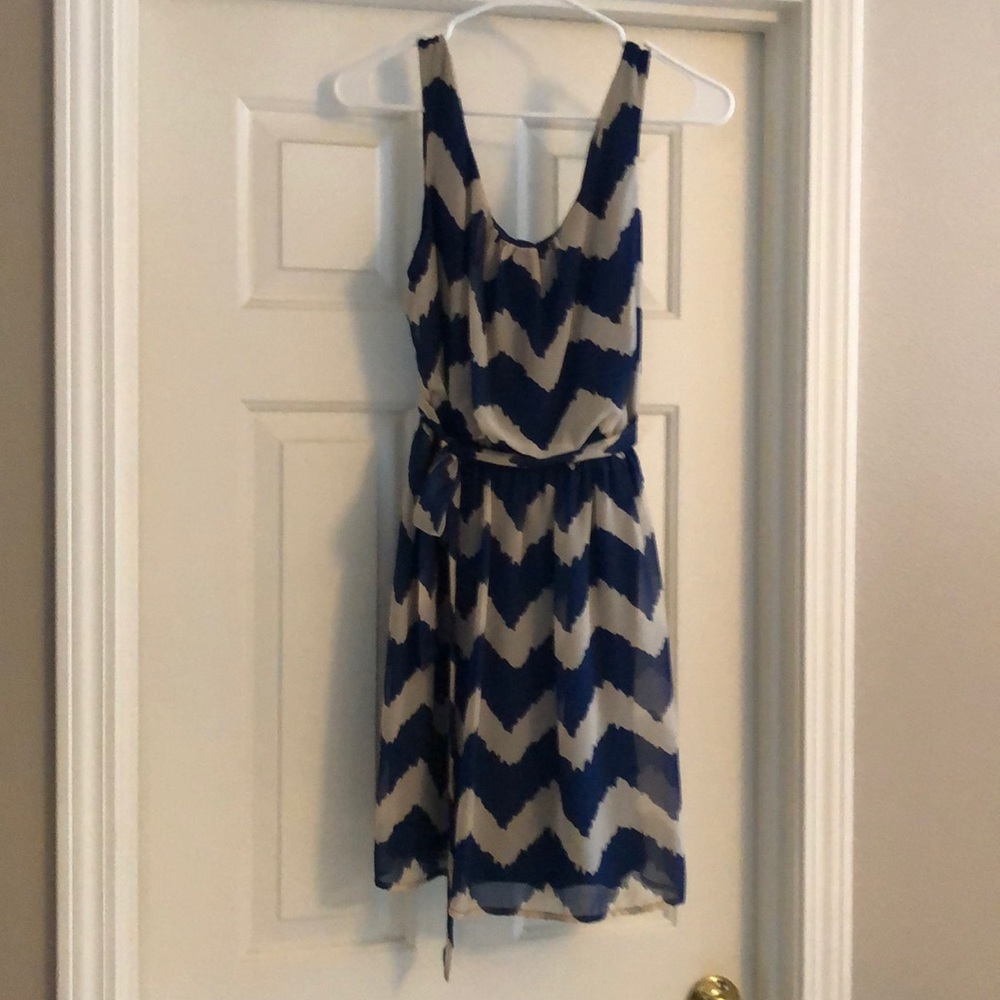 Blue and off-white dress